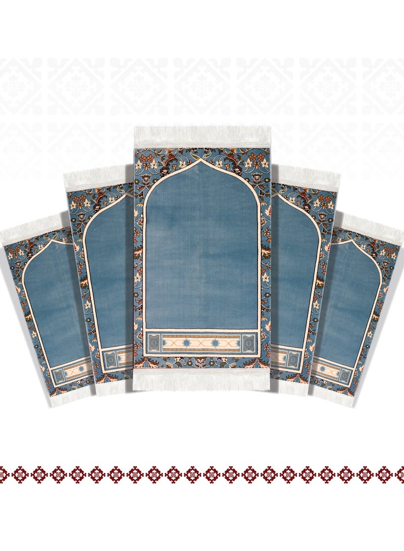 سجادتي مجموعة هدايا رمضان باكج 5 سجادات صلاة المحراب مستوحاة من سجاد إمام الحرم، معطرة برائحة اللافندر والمسك، باللون الأزرق السماوي سماكة 5مم - Image 2